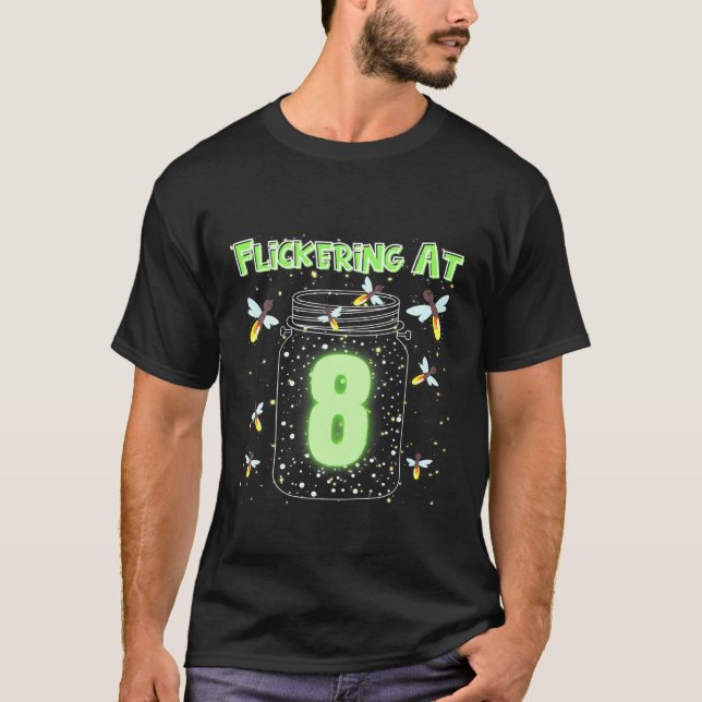 Kids Flickering At 8 Fireflies In A Mason Jar Fire T-Shirt (Front)
