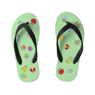 Kids Flip Flops - Bugs Light Green