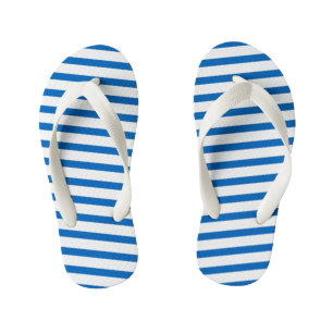 Kids Flip Flops-Royal Blue & White Stripes Kid's Flip Flops