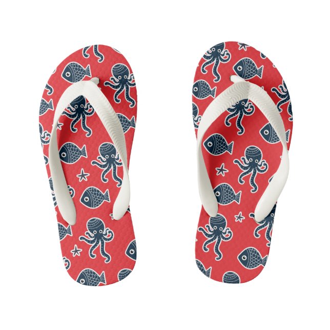 Kids Flip Flops-Sea Life Kid's Flip Flops (Footbed)