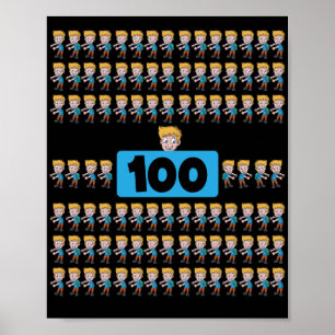 Kids Floss Dance Boy 100 Days Of School Project Poster