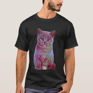 Kids Fluffy Kitten Best Cute Purple Cat T-Shirt