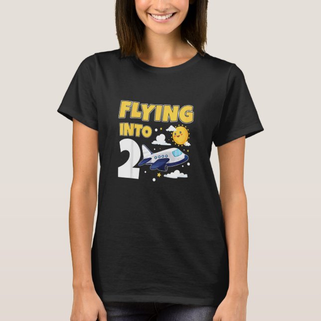 Kids Flying Into 2 Aeroplane Pilot 2 Year Old 2nd  T-Shirt (Front)