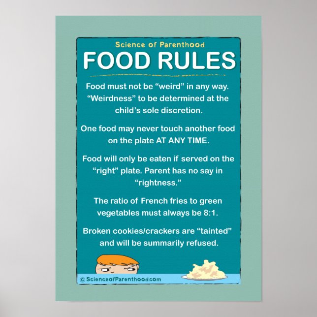 Kids' Food Rules #1 (blue-green) Poster (Front)