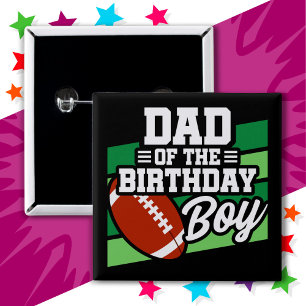 Kids Football Party Dad of the Birthday Boy 15 Cm Square Badge