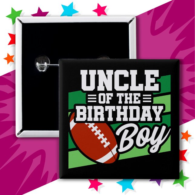 Kids Football Party Uncle of the Birthday Boy 15 Cm Square Badge (Creator Uploaded)