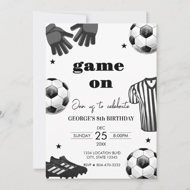 Kids Football Soccer Birthday Invitation (Front)