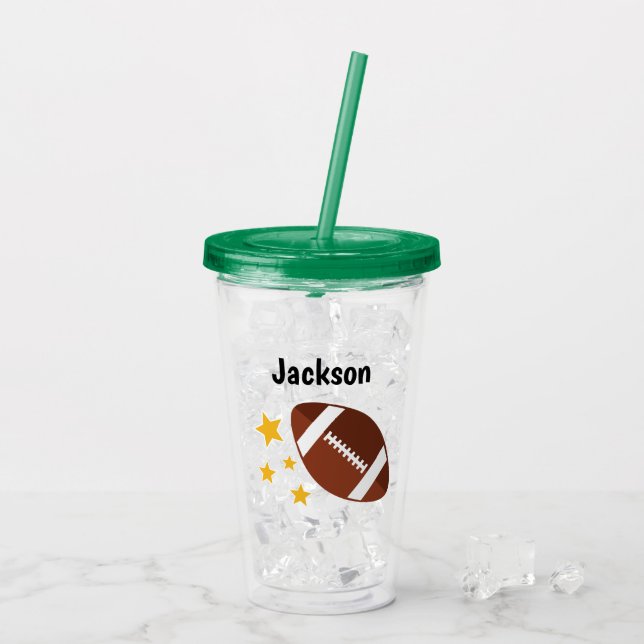 Kids Football Stars Personalised Acrylic Tumbler (Back Ice)
