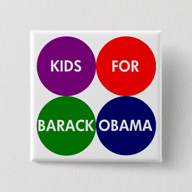 Kids for Barack Obama Circles of Colour Button (Front)