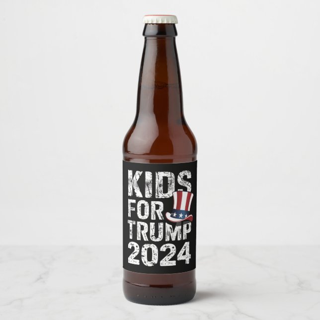 Kids For Trump USA Election 2024 Beer Bottle Label (Front)