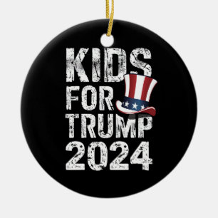 Kids For Trump USA Election 2024 Ceramic Tree Decoration