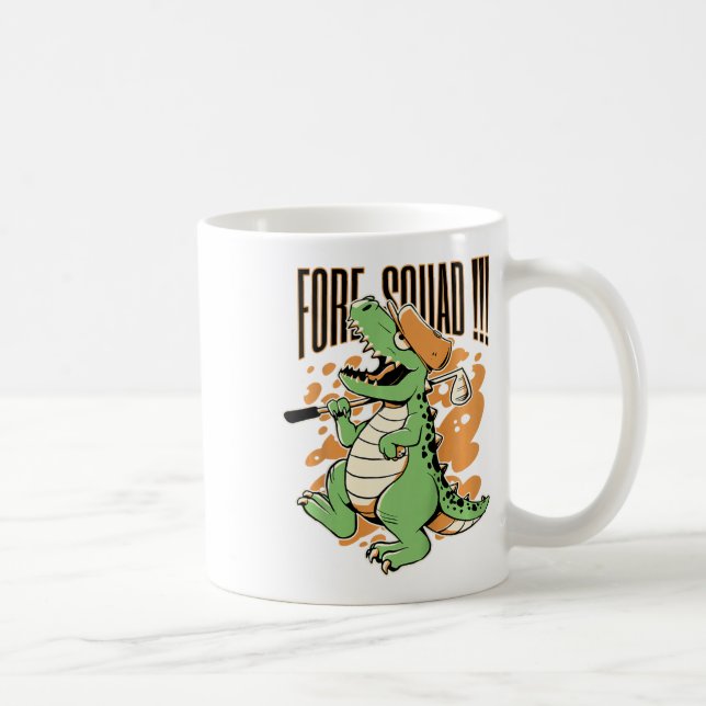 Kids Fore Squad T-rex Dinosaur Golf Player Graphic Coffee Mug (Right)