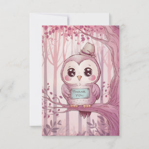 Kids Forest Owl Thank You Card