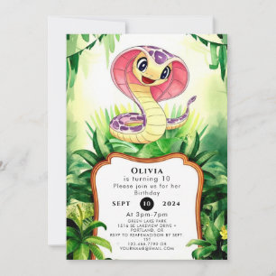 Kids Forest Snake Birthday Invitation