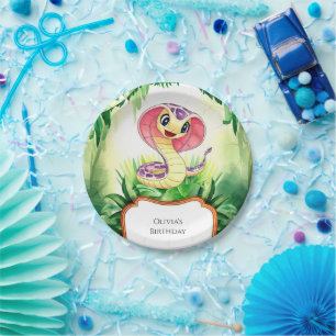 Kids Forest Snake Birthday Paper Plate