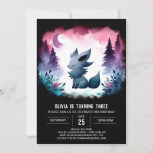 Kids Forest Wolf Birthday Invitation