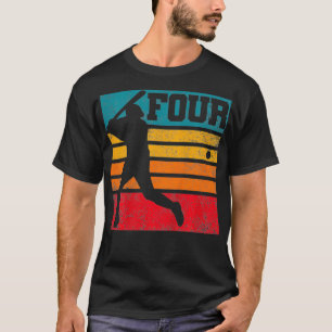 Kids Four 4th Birthday Baseball Batter Baseball Pl T-Shirt
