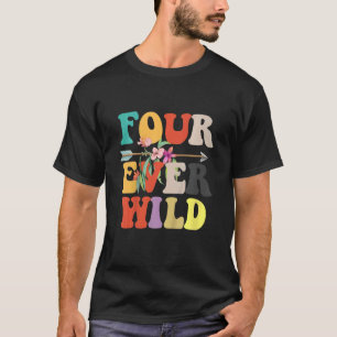 Kids Four Ever Wild 4th Birthday Boy Girl T-Shirt