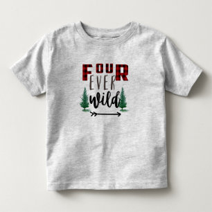 Kids Four-ever Wild Lumberjack Wild Flannel Plaid Toddler T-Shirt