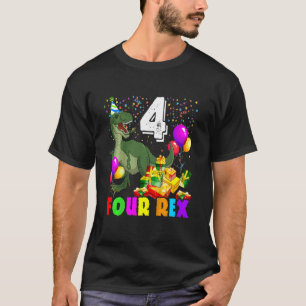 Kids Four Rex 4th Birthday Dinosaur 4 Year Old B T-Shirt