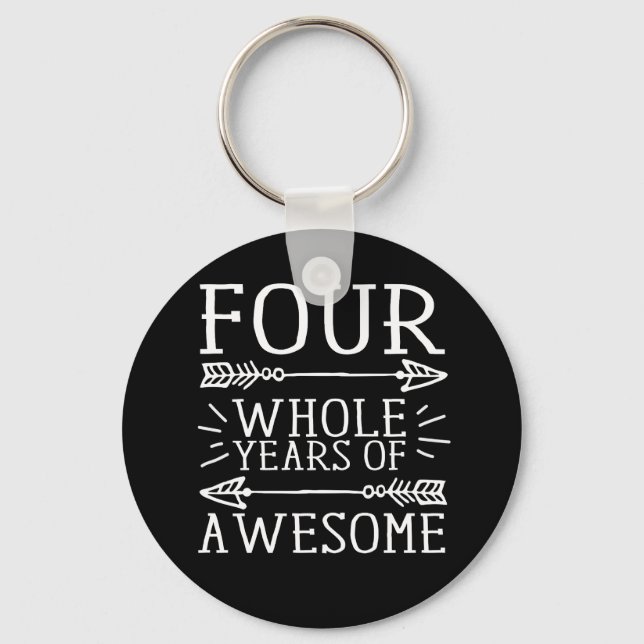 Kids Fourth Birthday Boy, 4 Year Old Birthday Boy Key Ring (Front)