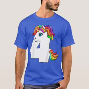 Kids Fourth Birthday Unicorn 4 Year Old Boy Girl T-Shirt