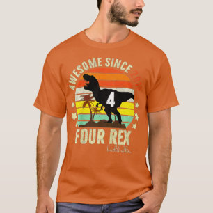 Kids Fourth Dinosaur 4 Year Old 2018 Im 4 4th Birt T-Shirt
