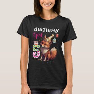 Kids Fox Animal  5th Birthday Girl Fox B day 5 yea T-Shirt