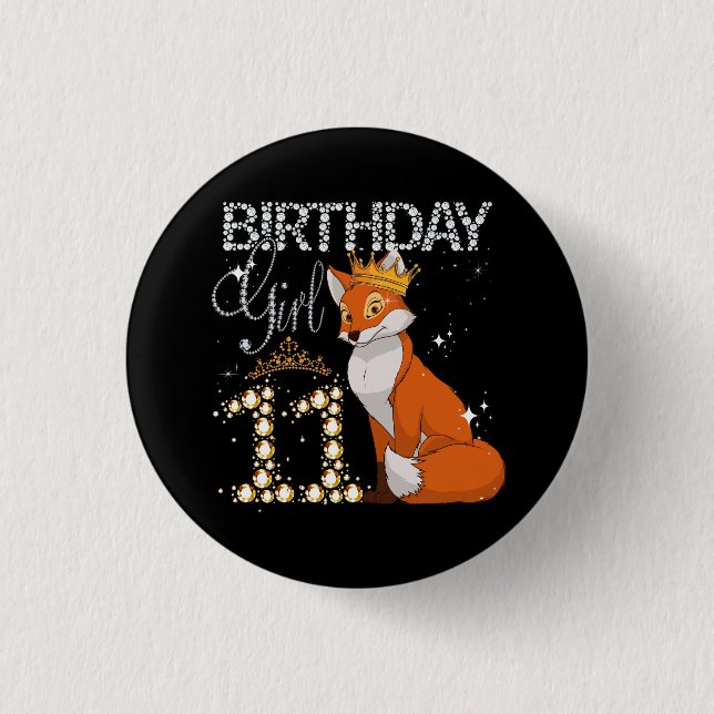 Kids Fox Animal Lovers 11th Birthday Girl Fox B-da 3 Cm Round Badge (Front)