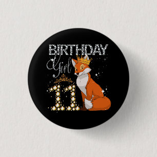 Kids Fox Animal Lovers 11th Birthday Girl Fox B-da 3 Cm Round Badge