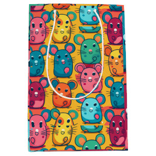 Kids-Friendly Bright & Charming Rats Wrapping Pape Medium Gift Bag