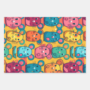 Kids-Friendly Bright & Charming Rats Wrapping Pape Paper Sheet