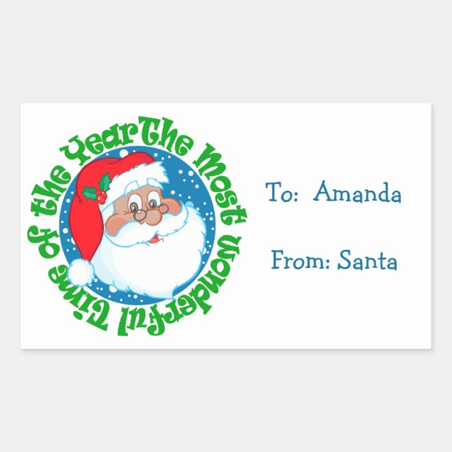 Kids from African American Santa Gift Tag Sticker (Front)