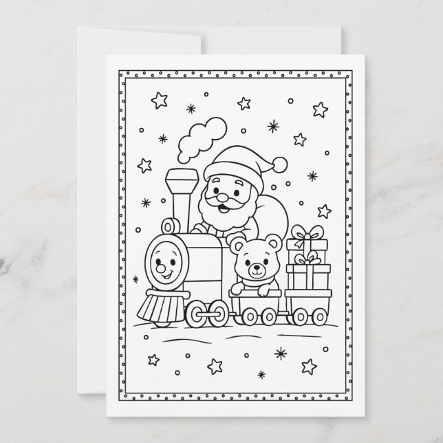 Kids Fun Christmas Santa Colouring Flat Note Card (Front)