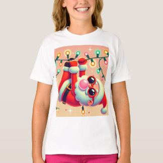 Kids' Fun Christmas T-Shirt - Santa with Lights an