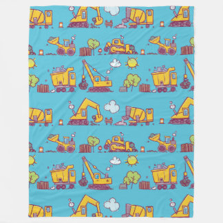 Kids Fun Construction Site & Vehicles Fleece Blanket