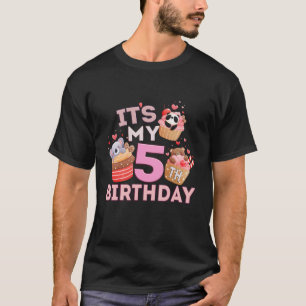 Kids Fun Cute Animal Cupcake Its My 5Th Birthday S T-Shirt