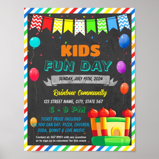 Kids fun day event template poster (Front)