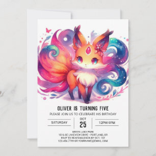 Kids Fun Fox Birthday Invitation