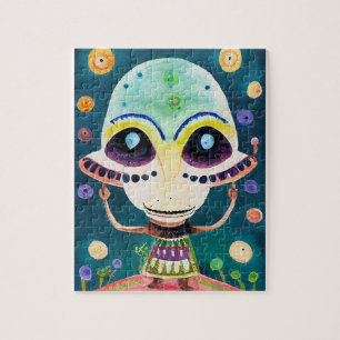 Kids Fun Game Colourful Cute Alien  Jigsaw Puzzle