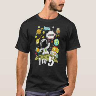 Kids Fun Im 5 Astronaut 5th Birthday 5 Year Old T-Shirt