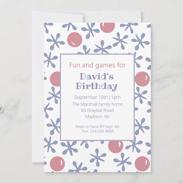 Kids Fun Jacks Game Birthday Invitation (Front)