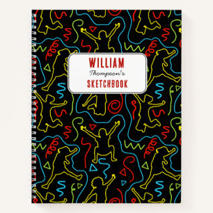 Kids Fun Play Outline Neon Black Kids Sketchbook Notebook