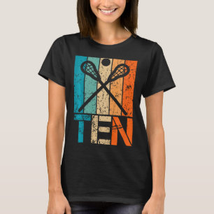 Kids Funny 10th Lacrosse Birthday 10 Year Old Birt T-Shirt