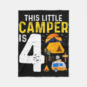 Kids Funny 4th Camping Birthday Camper Lover 4 Yea Fleece Blanket