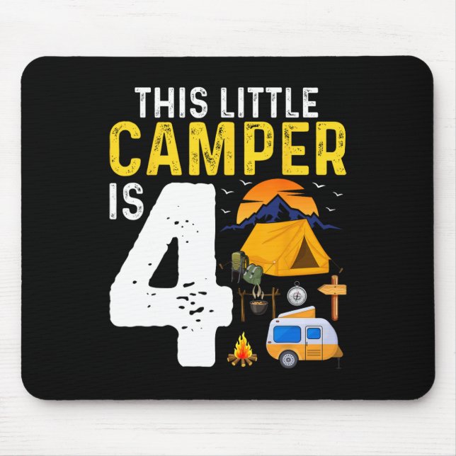 Kids Funny 4th Camping Birthday Camper Lover 4 Yea Mouse Mat (Front)