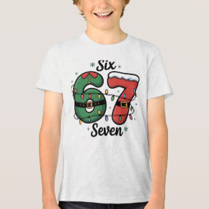 Kids Funny 67 Christmas Lights Holiday Tri-Blend Shirt