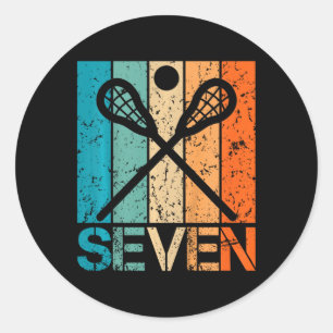 Kids Funny 7th Lacrosse Birthday 7 Year Old Birthd Classic Round Sticker