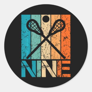 Kids Funny 9th Lacrosse Birthday 9 Year Old Birthd Classic Round Sticker