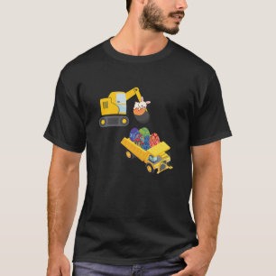 Kids Funny Bunny Drive Excavator Load Eggs Cute Ea T-Shirt